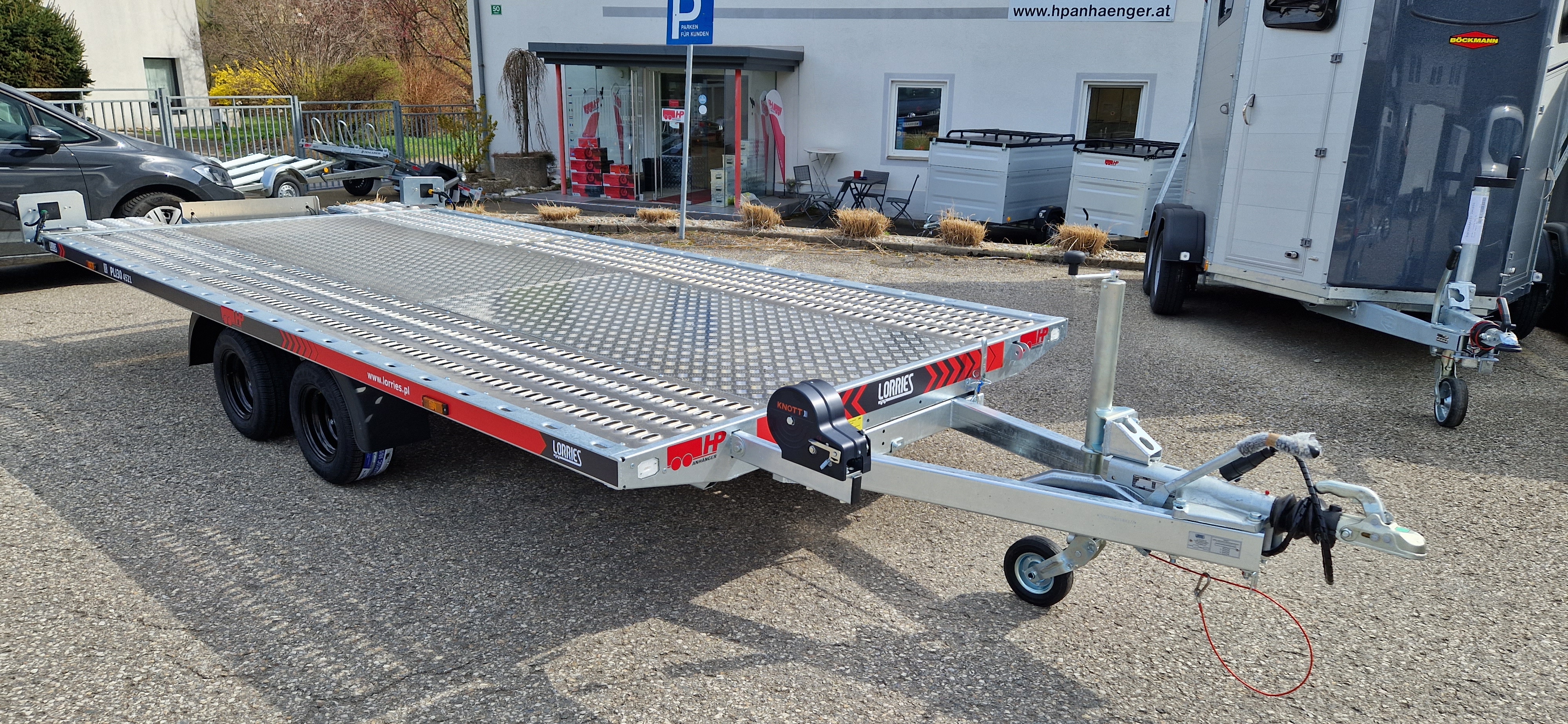 Autotransporter, Fahrzeugtransporter, Autoanhänger HP PLi 27-4521 Lorries, Tandem 2700 kg GG, kippbar